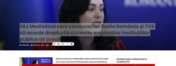 SRJ MediaSind cere conducerilor Radio România și TVR să acorde drepturile cuvenite angajaților instituțiilor publice de presă