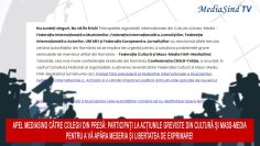 Apel MediaSind către colegii din presă: Participați la acțiunile greviste din Cultură și Mass-Media  pentru a vă apăra meseria și libertatea de exprimare!