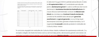 Federația FAIR-MediaSind a început strângerea de semnături pentru declanșarea acțiunilor greviste împotriva  politicii sociale, economice și anticulturale, aplicată de Guvernul Ciolacu împotriva lucrătorilor din Cultură și Mass-Media